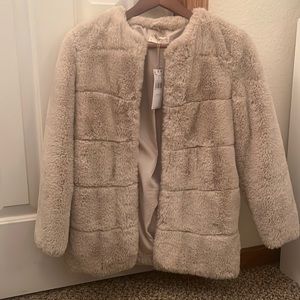 Mango Tan Fur Coat size Kids 11-12